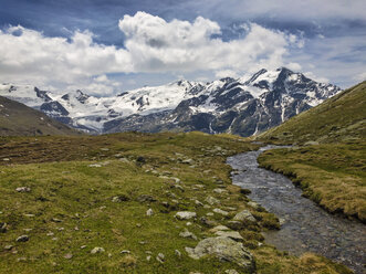 Italy, Lombardia, Valfurva, Glacier Forni and alpine river - LOMF00596