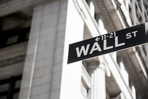 USA, New York, Manhattan, Wall street sign stock photo