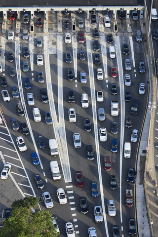 USA, New Jersey, rush hour traffic at Fort Lee in the morning, aerial view stock photo