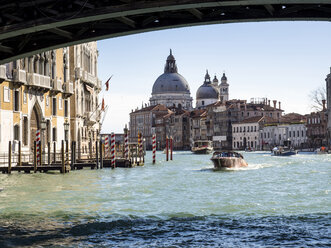 Italy, Venice, Canal Grande and Santa Maria della Salute church seen from boat - SBDF03248