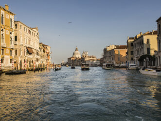 Italy, Venice, view to Canal Grande and Santa Maria della Salute church seen from boat - SBDF03257