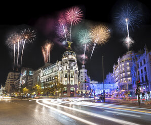 Spain, Madrid, firework display at night - DHCF00103