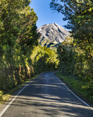 Neuseeland, Nordinsel, Egmont National Park, Blick auf Mount Taranaki, lizenzfreies Stockfoto