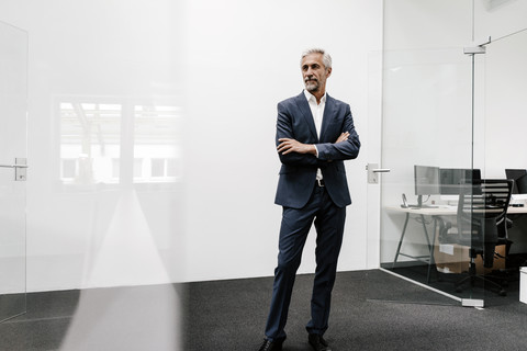 Selbstbewusster reifer Geschäftsmann im Amt, lizenzfreies Stockfoto