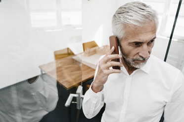 Reifer Geschäftsmann am Telefon im Büro - KNSF02122