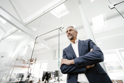 Selbstbewusster reifer Geschäftsmann im Amt, lizenzfreies Stockfoto