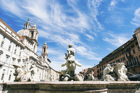 Italien, Rom, Piazza Navona, Neptunbrunnen, lizenzfreies Stockfoto