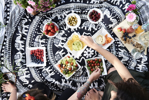 Freunde machen ein gesundes Picknick im Park - IGGF00034