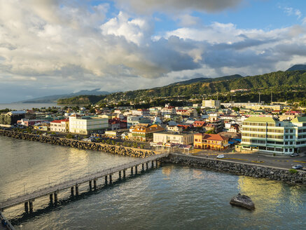 Caribbean, Antilles, Dominica, Roseau, View of the city at dusk - AMF05413