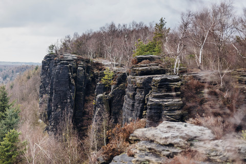 Czechia, Bohemian Switzerland, Tisa, Tyssa Walls stock photo