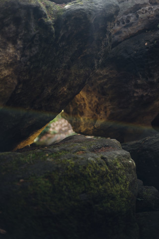 Czechia, Bohemian Switzerland, Tisa, Tyssa Walls, rocks, close-up stock photo