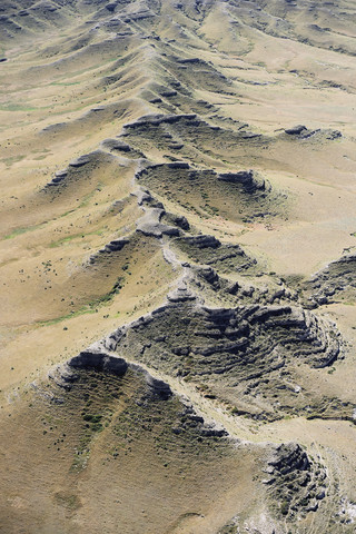 USA, Aerial of bluffs and escarpments south of Alliance, Nebraska stock photo