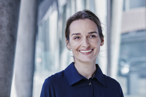 Portrait of smiling businesswoman stock photo