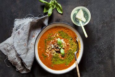 Suppe aus gerösteter Paprika mit Walnüssen und Pesto - SBDF03286
