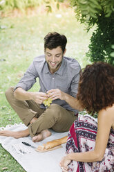 Glückliches Paar beim Picknick in einem Park - ALBF00173