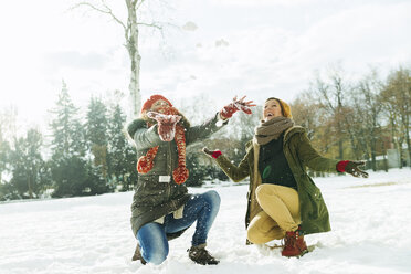 Zwei beste Freunde haben Spaß im Schnee - ZEDF00817