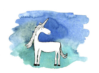 Aquarelle of a unicorn - CMF00712