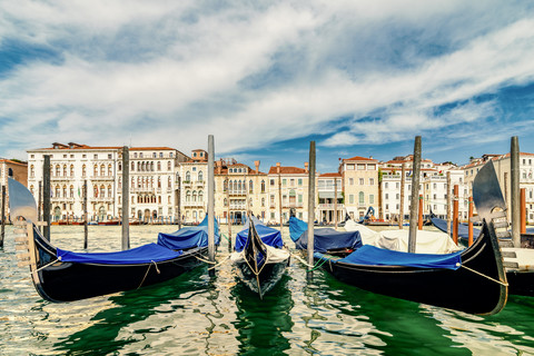 Italy, Venice, gondolas on Canale Grande stock photo