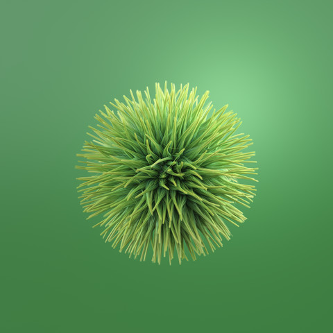 Behaarte grüne Kugel, 3d Rendering, lizenzfreies Stockfoto