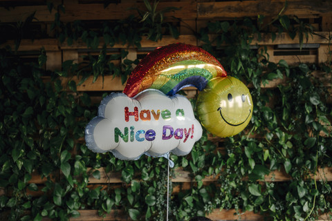 Balloon with writing in green office stock photo