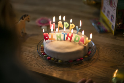 Little girl's birthday cake stock photo