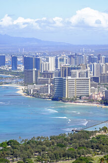 USA, Hawaii, Honolulu cityscape as seen from Diamond Head - HLF01015