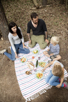 Familie macht ein Picknick im Wald - MFRF01040