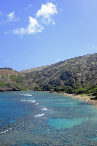 USA, Hawaii, Oahu, Hanauma Bay im Hanauma Bay State Park, lizenzfreies Stockfoto