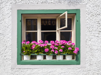 Österreich, Salzkammergut, Sankt Gilgen, Blumenkasten - AMF05472