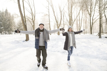 Happy senior couple ice skating - HAPF02163