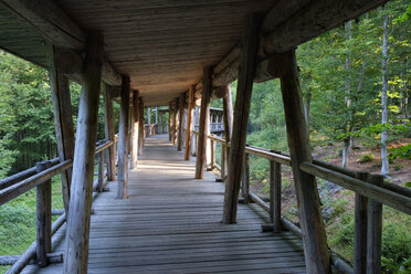 Germany, Bavaria, Bavarian Forest National Park, empty wooden bridge - SIEF07511