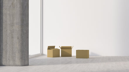 Cardboard boxes in empty room - UWF01284