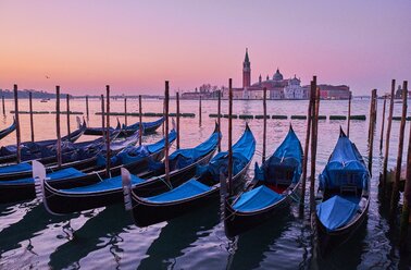 Italy, Venice, View of Giudecca from St Mark's Square with gondolas - MRF01737