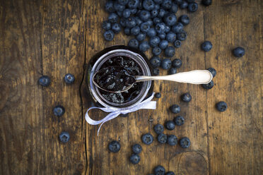 Homemade blueberry jam in jar - LVF06281