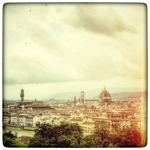 Italy, Tuscany, Florence, cityscape seen from Piazzale Michelangelo stock photo
