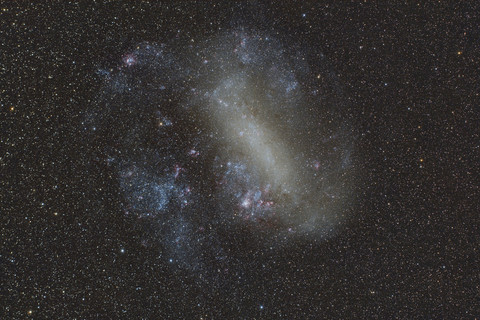 Namibia, Region Khomas, near Uhlenhorst, Astrophoto of the Large Magellanic Cloud (LMC, PGC 17223), irregular galaxy visible from the southern hemisphere stock photo