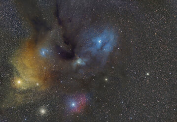 Namibia, Region Khomas, bei Uhlenhorst, Astrofoto der Region um den Rho-Ophiuchi-Nebel (IC 4604) mit einem Teleskop - THGF00020