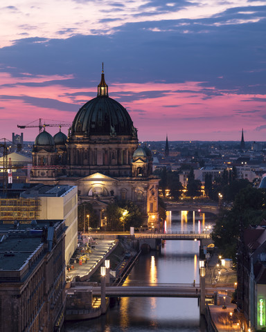 Germany, Berlin, elevated city view at morning twilight stock photo