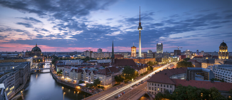 Germany, Berlin, elevated city view at morning twilight - SPPF00004