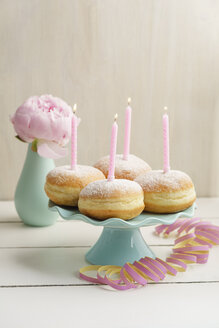 Birthday candles on Bismarck Doughnuts - ECF01910