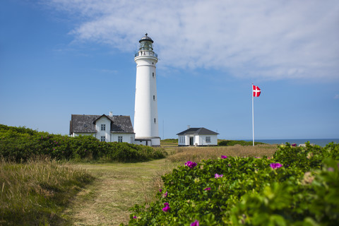 Dänemark, Hirtshals, Leuchtturm, lizenzfreies Stockfoto