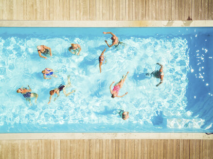 Top view of group of seniors in swimming pool - PNPF00106