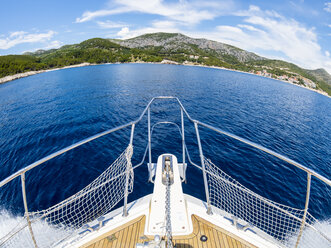 Croatia, Adriatic coast, Dalmatia, Hvar, bow of motor yacht - AMF05496