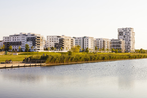 Germany, Sindelfingen, Boeblingen Flugfeld, view to development area at Langer See stock photo