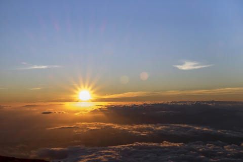 USA, Hawaii, Big Island, Haleakala-Nationalpark, Sonnenuntergang, lizenzfreies Stockfoto