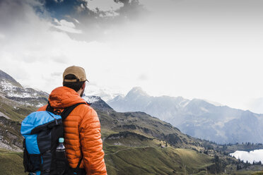 Germany, Bavaria, Oberstdorf, hiker in alpine scenery - UUF12200