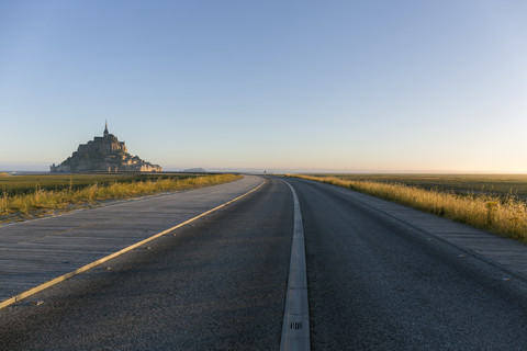 France, Normandy, Road to Mont Saint-Michel stock photo