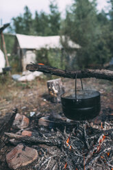 Cauldron over camp fire - VPIF00236