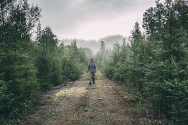 Mann geht auf einem Pfad im Wald - VPIF00245