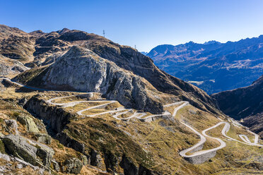 Switzerland, Tessin, Tremola, Aerial view of Gotthard Pass - STSF01380